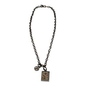 Initial “P” typewriter dragonfly necklace